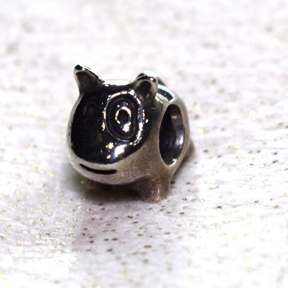 Pandora Bull Terrier Puppy Dog Charm Retired Sterling Silver - Picture 3 of 8
